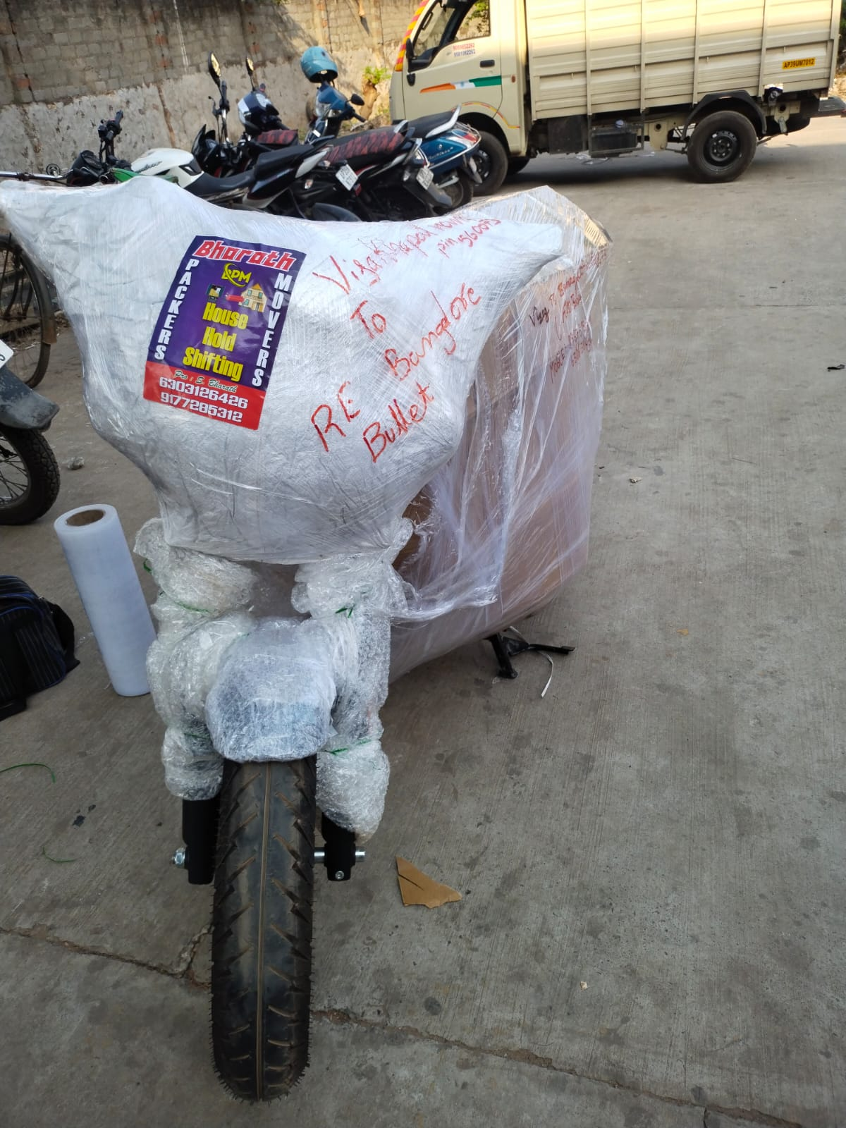 Bullet packed for Bangalore