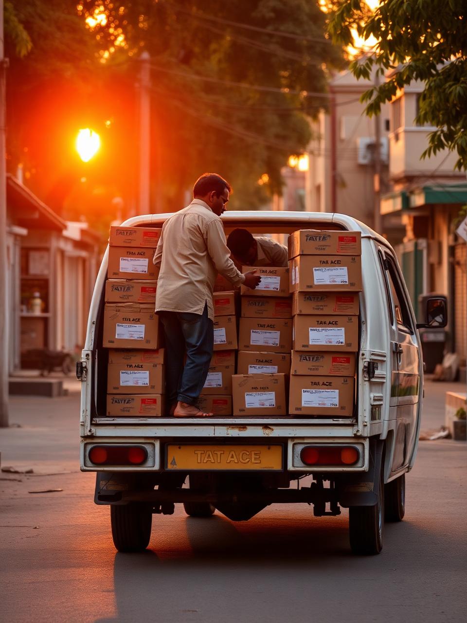 Loading at sunset